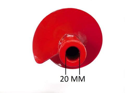 Top view of 6 Inch Post Hole Auger Bit For Gas Power Head Attachments, showing 20mm diameter opening, heavy-duty steel, made in USA