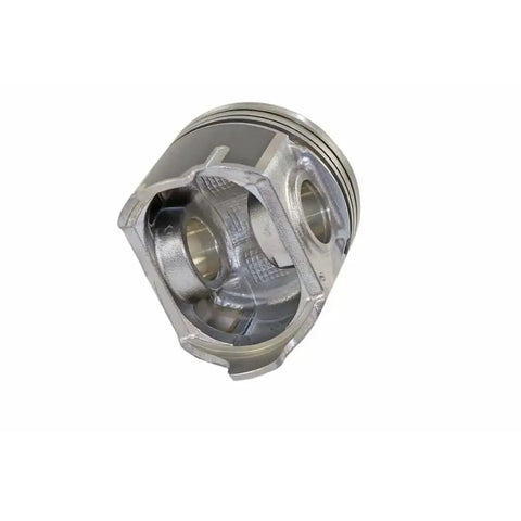Piston And Rings Replacement Kit For Kubota Engines Replaces Part 1J751-21111 With Exact Specs For Heavy Duty Construction Equipment And Supremely Reliable Compression And Combustion Performance. silver piston and rings set, side view