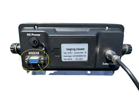 RS232 Weighing Indicator panel showing connections for Heavy Hitter 40 By 40 Inch Steel Floor Scale With 10000 Lb Crush Capacity.