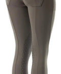 Back view of Tara High Waist Silicone Knee Patch Horse Riding Breeches For Women, Steel Grey, Size 26, showing back pockets.