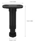 Black adjustable furniture support leg for leveling and stabilizing cabinets, sofas, dressers, 15cm height, sturdy metal system
