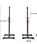 Squat Rack Stand For Weight Lifting Barbell Rack And Bench Press, adjustable height, beefy steel frame, heavy duty indoor gym equipment.