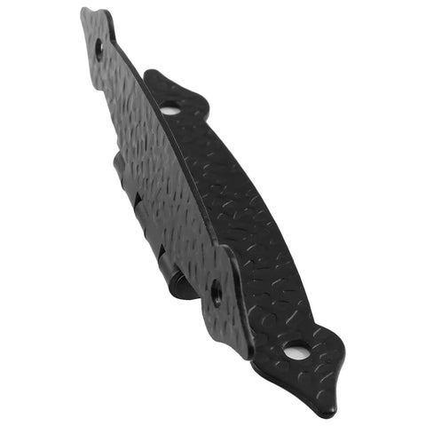 Heavy Duty 3.5 Inch Black Antique H Hinges 4 Pack Cast Iron Cabinet Hardware With Mounting Screws side view of hinge