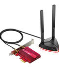 WiFi 6 AX3000 PCIe Card With Bluetooth 5.3 Dual Band Up To 2400 Mbps MU-MIMO OFDMA Ultra Low Latency Wireless Adapter, red heatsink