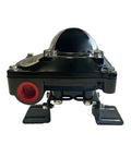 Front view of Industrial Grade Aluminum Limit Switch Box for Pneumatic Actuators, IP67 Waterproof, 0-90 Degree Position Indicator.