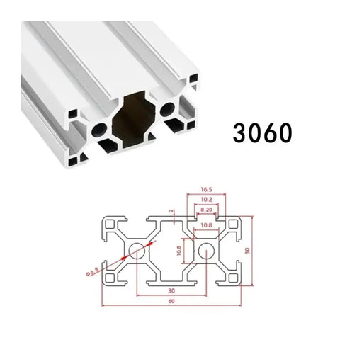 Hella Solid T Slot Aluminum Extrusion Profile Guide Rail Bar For CNC Router And 3D Printer Frame Build, 3060 dimensions illustration.