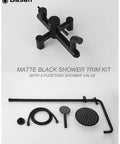 Outdoor Shower Fixture Set With 3 Function Matte Black Faucet 8 Inch Rainfall Shower Head Handheld Sprayer Spout SUS 304