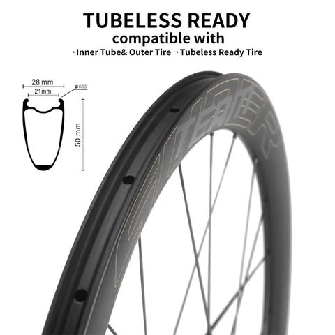 Ultra Light Carbon Road Disc Wheelset With Tubeless Setup And Carbon Spokes, rim profile details