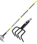 Heavy Duty Garden Hand Tiller Cultivator With Four Tines Adjustable Long Handle Tackle Tough Weeds And Compact Soil Loosener