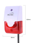 Dual Water Level Alarm Sensor With 120 dB Red Strobe Siren and adjustable volume, shown with dimensions 125mm height, 85mm width.