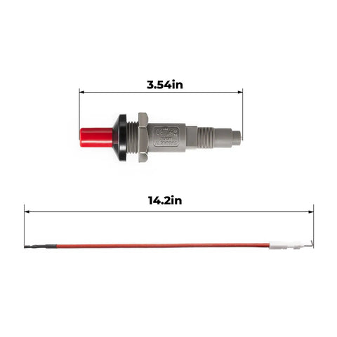 Piezo Igniter With Cable For Outdoor Propane Heaters Replacement Part CSA Certified Sparker Cable 36cm with dimensions