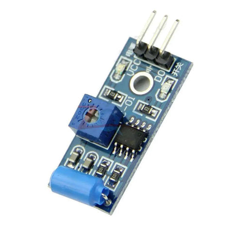 Vibration And Tilt Sensor Module With Alarm Trigger For Arduino Projects, 3.3 To 5 Volt DC, SW 420 Style Motion Induction Switch For DIY Security, Theft Prevention, Earthquake Or Car Alarm Use, blue PCB