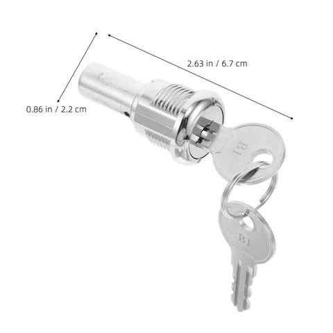 Replacement Metal Key Cylinder Lock For Gumball Candy Dispenser And Soda Vending Machine Fits Models Keeps Coins Safe From Bad Guys You Need This Reliable Gear For Your Stand Setup Today Works Well Secure Accessory Kit Upgrade Now silver metal lock with keys, 2.63 in x 0.86 in