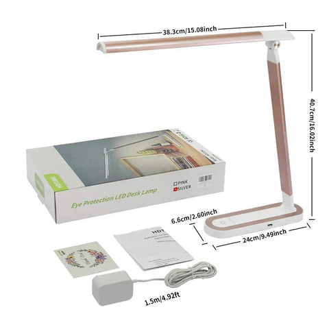 Pink Desk Lamp With USB Charging Port Touch Control 3 Lighting Modes And 3 Brightness Levels Adjustable LED Reading Lamp assembly