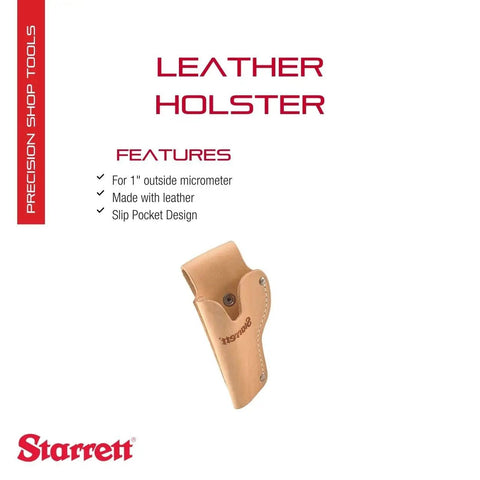 Heavy Duty Leather Belt Holster For 1 Inch Outside Micrometer with slip pocket design for quick access and safe transport.