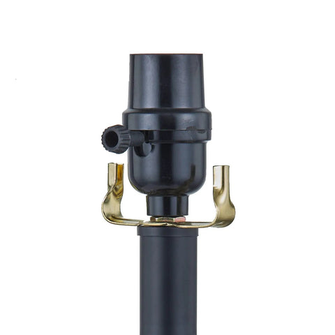 Close-up of a socket from the Traditional Black 3 Piece Lamp Set With White Fabric Shades Table Lamps And Floor Lamp Trio Perfect For Living Room Bedroom Study Includes Two 26.5 Inch Lamps And One 57.5 Inch Floor Lamp 100W E26 Compatible.