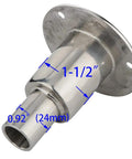 Stainless Steel 316 Through Hull Exhaust Skin For 24mm Tube Fitting, marine-grade socket hardware, angled view, corrosion resistant.