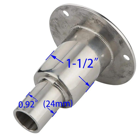 Stainless Steel 316 Through Hull Exhaust Skin For 24mm Tube Fitting, marine-grade socket hardware, angled view, corrosion resistant.