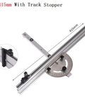 Table Saw Miter Gauge Kit With Adjustable Angle Ruler And Aluminum Guide Rail showing 415mm track stopper