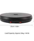Super Sleek Led Rotating Display Stand With Glow Feature Noiseless Turntable For Jewelry And Cosmetics 25cm Black top view with dimensions