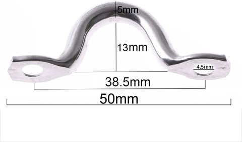 Ten Pack 316 Stainless Steel Pad Eye Deck Loops Three Eighths Inch Marine Tie Down Anchor Points For Bimini Tops Kayaks Canoes Rigging M5 Mount Holes Fit One Sixteenth To Three Eighths Inch Wire Rope 50mm dimensions