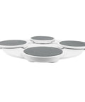 White 360 Degree Rotating Lazy Susan For Dining Table Round Serving Tray Kitchen Turntable Space Saving with grey pads