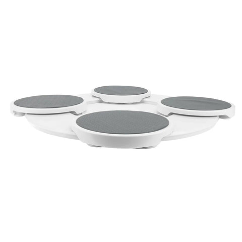 White 360 Degree Rotating Lazy Susan For Dining Table Round Serving Tray Kitchen Turntable Space Saving with grey pads