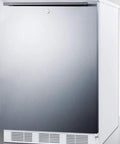 Smart Compact Stainless Steel Upright Freezer With Badass Factory Lock And Slick Horizontal Bar Built For Tight Spaces offering a sleek design.