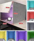 Portable Foldable Sound Booth For Home Studio Sessions And Podcasts Built With High Density Acoustic Cotton, 80cm x 40cm, red and blue interior.