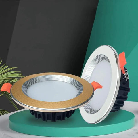 WKNHHL Recessed Lighting Housing Trim Kits, 10-Pack, LED Recessed Downlight, aluminum panel spotlights on display.