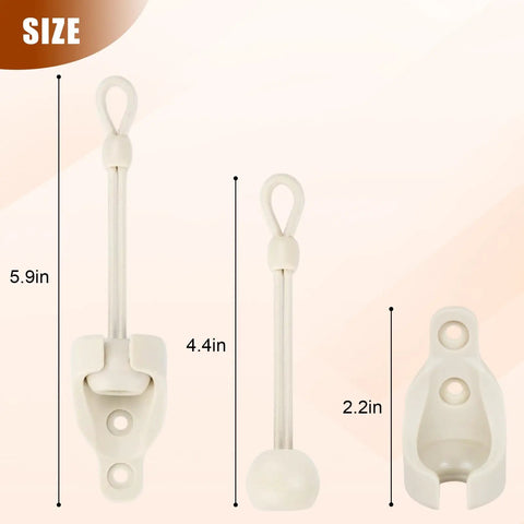 Dimensions of 2 Pack Bungee Replacement Kit For Outdoor Sun Shades And Roller Blinds, Beige, showing 5.9in, 4.4in, and 2.2in lengths