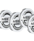 Four Pack Dope Silver Wheel Center Caps For Nissan Vehicles 54mm 2.13 Inch ABS Hub Covers Rim Caps Replacement Accessories Durable Waterproof Rustproof Chrome Plated Finish