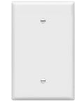 Oversized 1-Gang Blank Wall Plate Cover 5.5 By 3.5 Inches Polycarbonate Thermoplastic Built Tough Heat And Fade Resistant White Finish Durable No Frills Electrical Plate For Walls