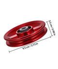 2 Pack Universal Pulley Wheel For Gym Equipment Durable Aluminum Alloy Pulley With Smooth Bearings, red with dimensions 9.5 cm by 2.5 cm