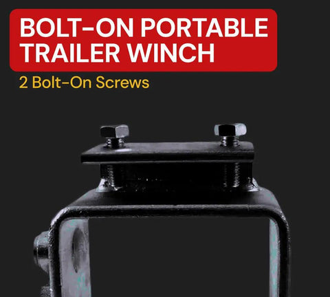 4 Pack Bolt On Winch Set For Flatbed Trailers And Trucks, steel winch with bolt-on screws, black powder coat