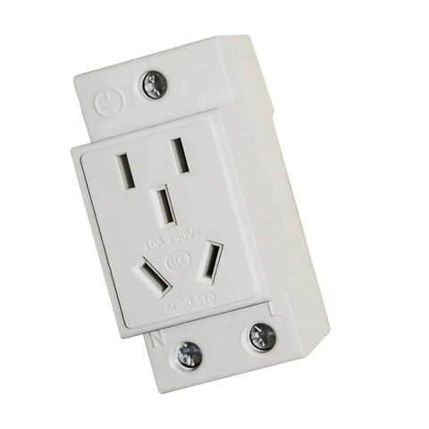 No Sweat Setup Din Rail Power Socket Featuring Copper Terminals And Flame Resistant Abs Casing For Steady Juice Flow In Home Shops Or Busy Worksite Renovations Daily, white single din rail outlet.