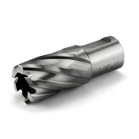 Annular cutter, 7/8 in diameter, 1 in cutting depth, 3/4 Weldon shank, HSS