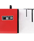 Lmaoss Heavy Duty Portable Tabletop Air Filtration System With 725 Cfm Powerful Dust Collection And Cleaning For Woodworking Shops showing red and white design with specs label.