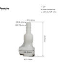 BBTUS plastic hose barb inline quick connector with shut-off valve, 1/4 in size, 1 male and 1 female ends
