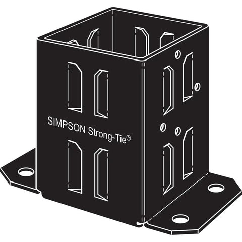 EZ Base Black Powder-Coated Post Base For 4x4 Concrete Install No-Brainer To Install With SDS Connector Screw Beefy Steel Post Support For Decks Fences And Outdoor Posts, black steel
