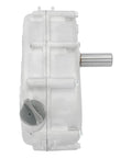 Side view of 2 To 1 Gear Reduction Box With Clutch For Honda GX160 GX200 Five Point Five HP Engine, aluminum alloy casing.