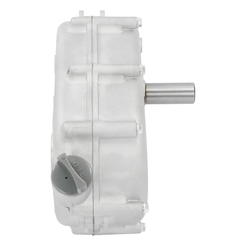 Side view of 2 To 1 Gear Reduction Box With Clutch For Honda GX160 GX200 Five Point Five HP Engine, aluminum alloy casing.