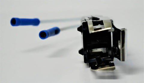 Ditch The Old Rig And Grab This RR110 Stove Burner Receptacle Socket Kit. Includes L Bracket, Wire Leads, And Crimp Connectors. Perfect DIY Fix For Range Heating Terminals. Replaces Models 868464 And 53031167733. Super Easy Install, No Messy Splicing. blue-wire stove burner receptacle socket kit with L bracket and crimp connectors