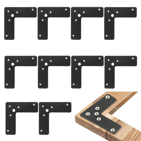 Heavy Duty L Shaped Corner Braces Four Inch 10 Pack Right Angle Brackets for Wood Frames Beds Tables Cabinets and Chairs Cold Rolled Steel
