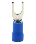 Insulated Fork Spade Wire Connector Crimp Terminal For 14-16 AWG 1.5-2.5 Mm2 Blue Pro Grade Terminal Pack 100 Pieces For Auto Electrical Wiring Projects And Home DIY