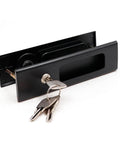 Sliding Barn Door Locks With Invisible Door Handle And Keys For Wood Pocket Doors Black Hardware displayed with keys