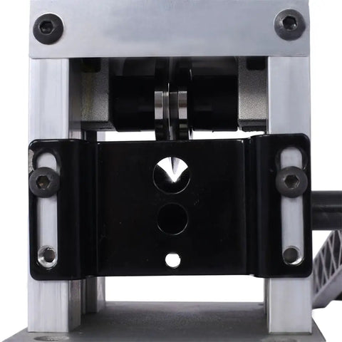 Close-up view of the Lmaoss Manual Wire Stripper Machine Drill Powered Hand Crank Copper Cable Peeler, showcasing internal gears.