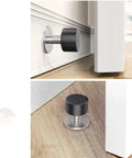 Heavy Duty Stainless Steel Door Stopper With Ultra Strong Adhesive Wall Mount Sound Dampening Door Noise Floor Safe Bumper For All Smooth Floors Easy Installation No Tools Required mounted on wall and floor