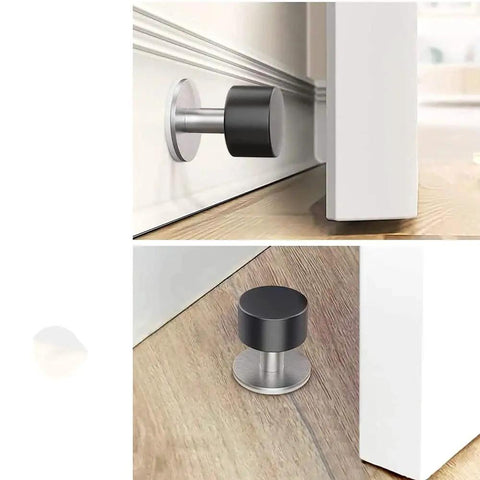 Heavy Duty Stainless Steel Door Stopper With Ultra Strong Adhesive Wall Mount Sound Dampening Door Noise Floor Safe Bumper For All Smooth Floors Easy Installation No Tools Required mounted on wall and floor