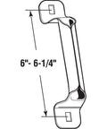 Diagram of Bottom Lift Handle With Zinc Plated Galvanized Steel And Six Inch Roll Grip Six And One Quarter Inch Mounting Hole Centers.
